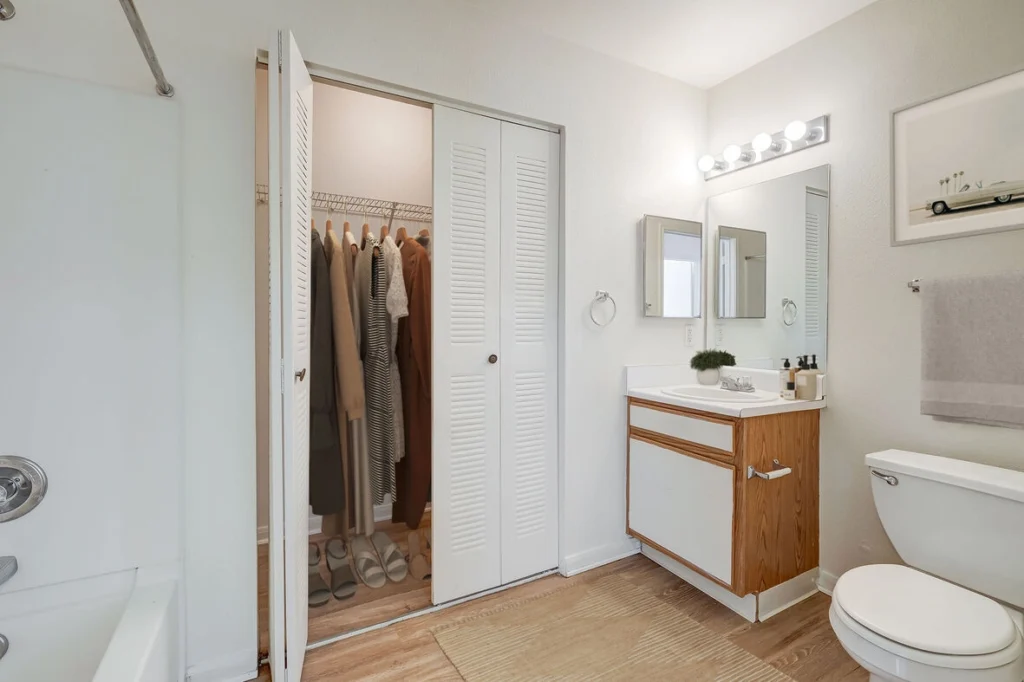 Bathroom with walk in closet
